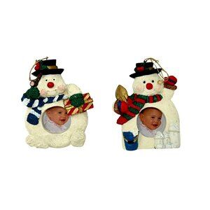 Vintage Windsor Collection Snowman Christmas Ornament Photo Frames -  Set‎ Of 2